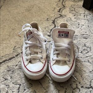 Converse White Low Top Sneakers with Red Trim